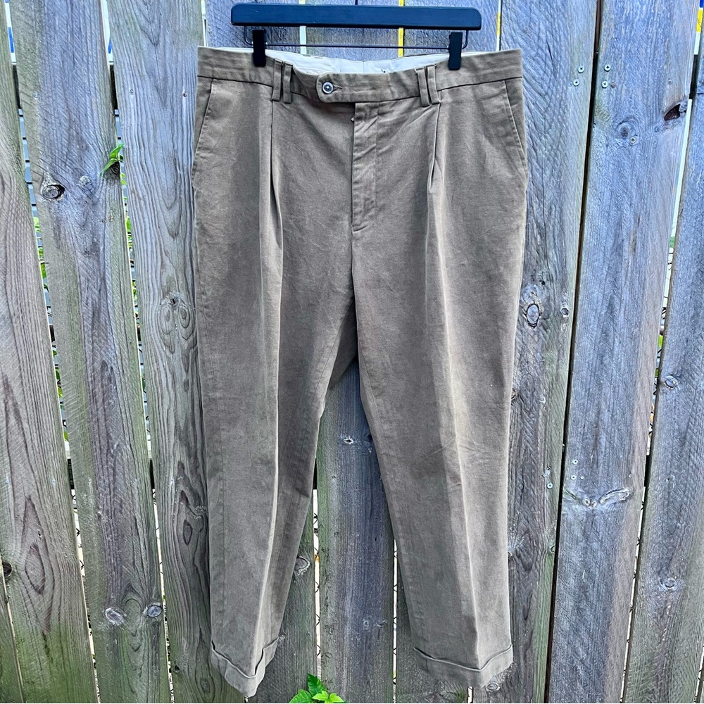 *Barbour | Pleated Tan Cotton Pants Mens Size 38